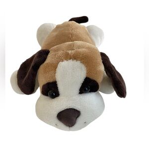 Walmart St Bernard 15" Puppy Dog Stuffed Plush Floppy Flat Brown Tan White